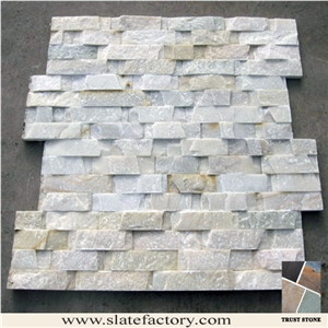 Cream White Quartzite Cultured Stone Pattern,Cultured Stone Wall Cladding, Ledger Stacked Stone Veneer, Thin Ledgestone Veneer