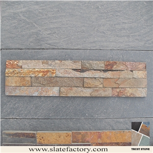Multicolor Slate Thin Ledgerstone Veneer, Cultured Stone Pattern Wall Cladding, Ledger Stacked Stone Veneer