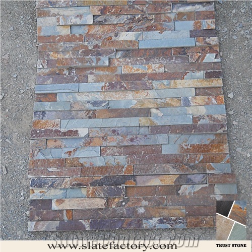 Peacock Slate Ledgerstone Panels,Culturedstone Wall Cladding, Ledger Stacked Stone Veneer, Thin Ledgestone Veneer