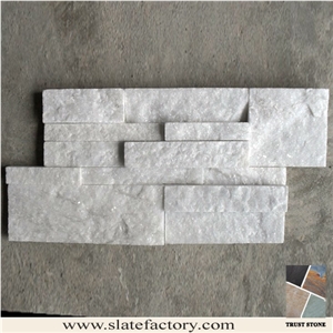 Quartizte White Wall Stone Panel, Cultured Stone Wall Cladding, Ledger Stacked Stone Veneer, Thin Ledgestone Veneer