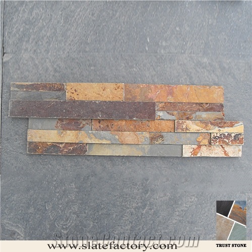 Rustic Slate Cultured Stone Wall Cladding, Ledger Stone Panel, Ledgestone Stacked Stone Veneer