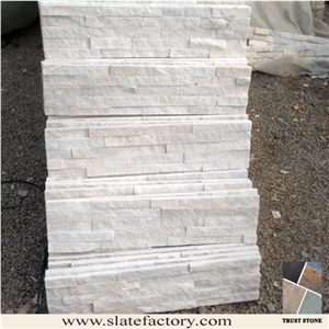 Snow White Quartzite Cultured Stone Veneer,Cultured Stone Wall Cladding, Ledger Stacked Stone Veneer,Thin Ledgestone Veneer