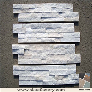 Super White Quartzite Ledger Stone Pattern,Cultured Stone Wall Cladding, Ledger Stacked Stone Veneer, Thin Ledgestone Veneer