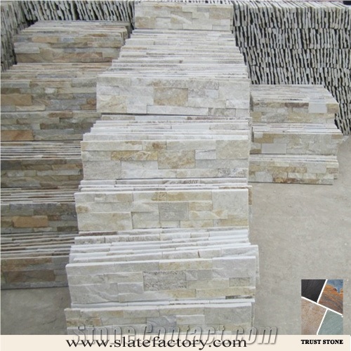 White Quartzite Cheap Cultural Stone,Cultured Stone Wall Cladding, Ledger Stacked Stone Veneer, Thin Ledgestone Veneer