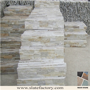 White Quartzite Ledgestone Decorative Wall Panel,Cultural Stone Wall Cladding, Ledger Stacked Stone Veneer, Thin Culturedstone Veneer