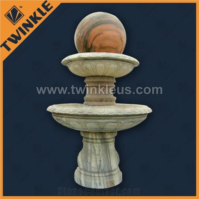 Decorative Stone Balls, Sunset Red White Marble Fountain