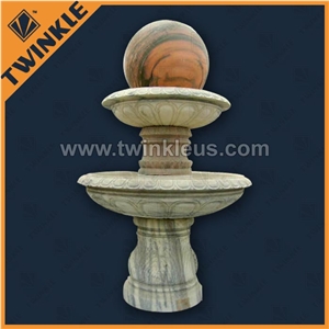 Decorative Stone Balls, Sunset Red White Marble Fountain