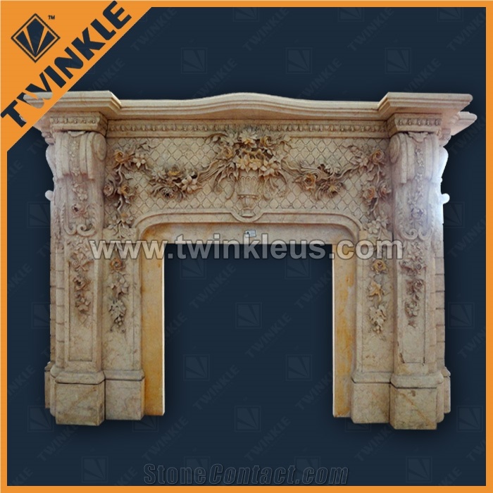 Egyptian Yellow Marble Fireplace Mantel