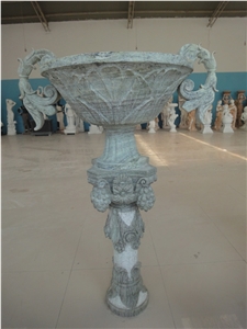 Marble Stone Decorative Planter, Pingshan Green Marble Planter