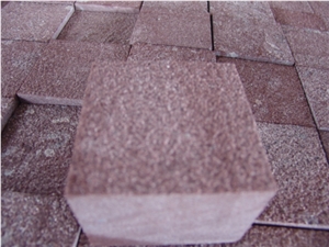 Red Outdoor Granite Cube Stone, Red Granite Stone