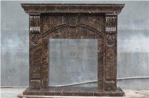 Stone Fireplace from China Factory, Emperador Dark Brown Marble Fireplace