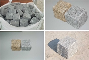 Portuguese Granite - Cubes and Setts, Branco De Porto Grey Granite