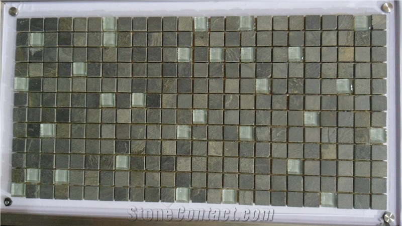 Stone Mosaic , Mosaic Tiles , Mosaic Slate, Silver Grey Slate Mosaic
