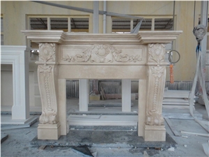 Beige Marble Fireplace