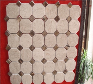 Octagonal Beige Marble Mosaic Tile