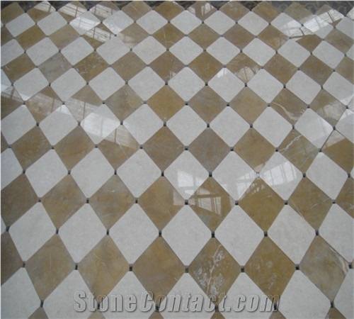 Prismatic White/Beige Marble Mosaic Tile