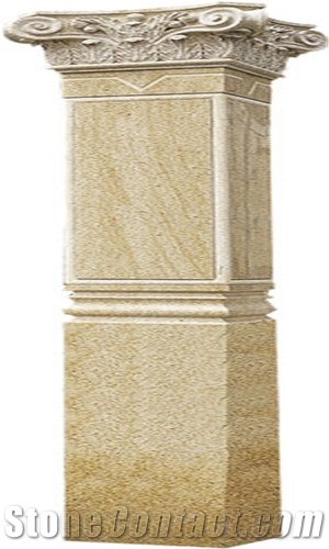 Square Yellow Granite Column