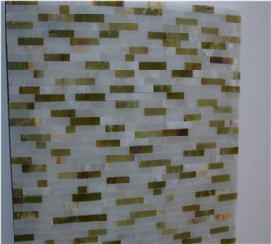 White/Green Marbles Mixed Mosaic Tile