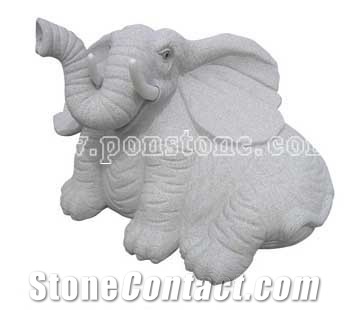 White Sandstone Elephant Sculpture