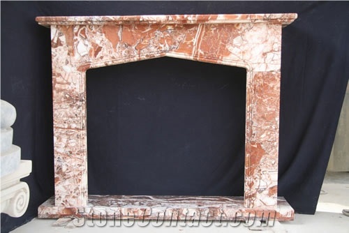 Chicken Red Marble Fireplace Mantel