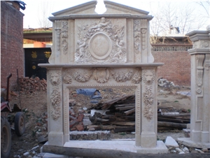 Egypt Cream Marble Fireplace Mantel 5551, Beige Marble Fireplace Mantel