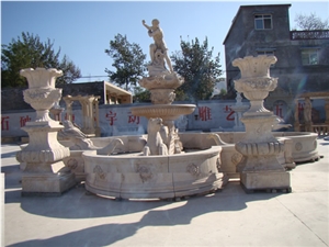 Large Statuary Garden Fountain 2014, Beige Marble Garden Fountain