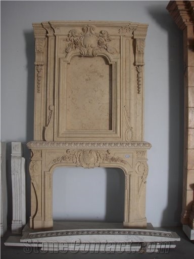 Marble Fireplace Mantel 5550, Yellow Marble Fireplace Mantel