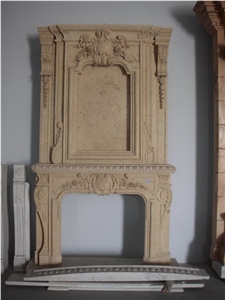 Marble Fireplace Mantel 5550, Yellow Marble Fireplace Mantel