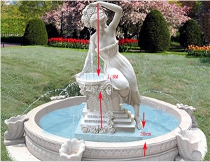 Marble Girl Large Statuary Garden Fountain 2033, White Marble Garden Fountain