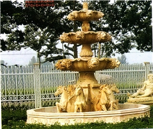 Marble Large Statuary Garden Fountain, Yellow Marble Garden Fountain