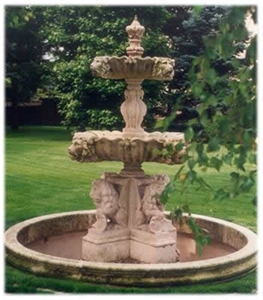 Marble Large Statuary Garden Fountain, Brown Marble Garden Fountain