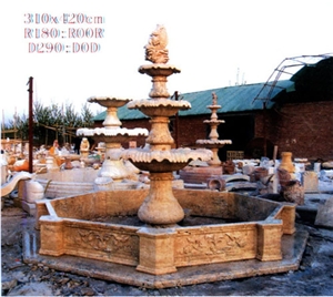Sunset Marble Large Statuary Garden Fountain, Beige Marble Garden Fountain