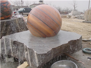 Sunset Rolling Sphere Water Marble Fountain, Red Marble Fountain