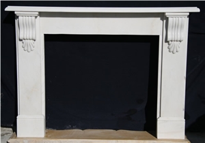 Traditional Style White Marble Fireplace Mantel