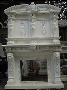 White Marble Fireplace Mantel 5556