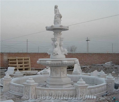 White Marble Large Statuary Garden Fountain 2020