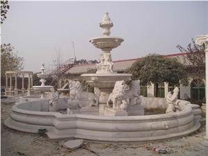 White Marble Large Statuary Garden Fountain 2039