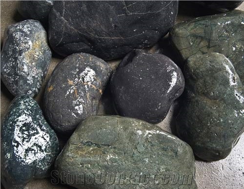 Glacier Black River Rock, Black Granite Pebble, Gravel