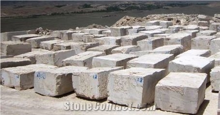Travertine Blocks, Iran White Travertine