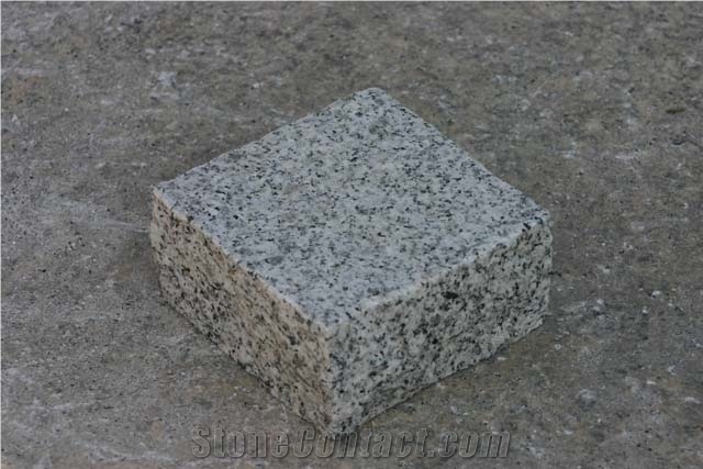 G603 Granite Natural Cube Stone, Sesame White Grey Granite Cube Stone