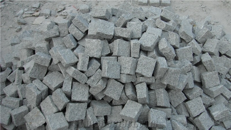 G603 Granite Natural Cube Stone, Sesame White Grey Granite Cube Stone