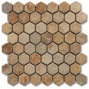 Hexagon Multicolor Slate Mosaic