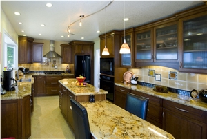 Golden Persa Kitchen Countertop, Yellow Granite