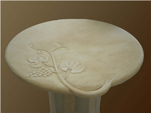 Grapevine Tabletop - Carved Dionysos Marble, White Marble