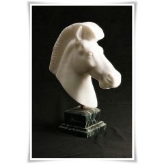 Head Of a Horse, Dionysos White Marble Sculpture, Statue