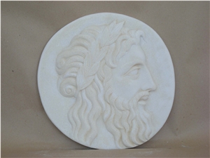 Zeus Ancient Copies, Dionysos White Marble Relief, Etching