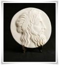 Zeus Head, White Marble Relief, Etching