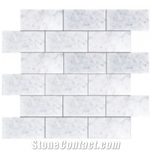 Carrara White Polished Marble 3x6 Mosaic, Bianco Carrara White Marble