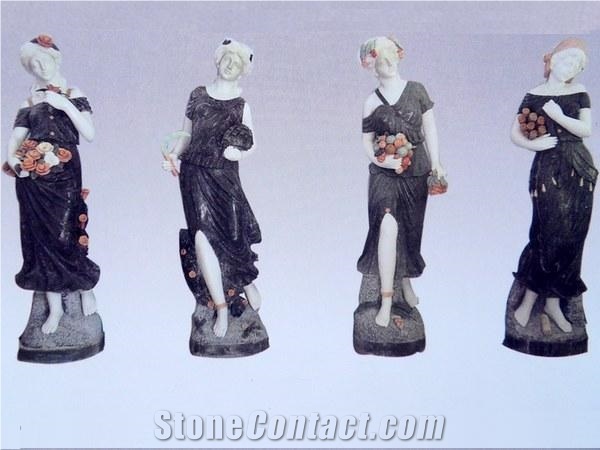 "Four Season" Women White Marble Sculptures