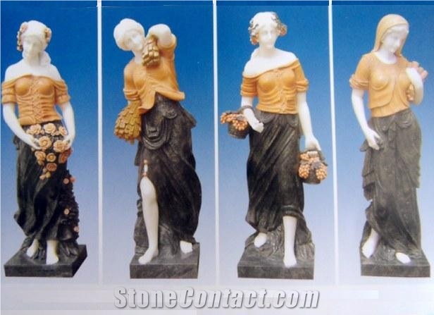 "Four Season" Women White Marble Sculptures